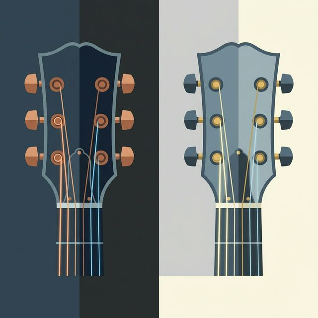 Guitar headstock showing E-A-D-G-B-E tuning pegs